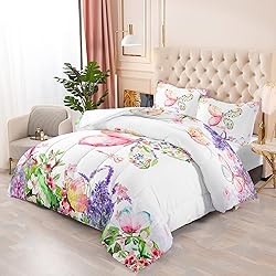 CVHOUSE Butterfly Comforter Set Full Size,Flower