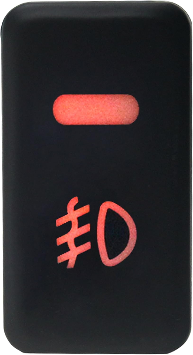 IZTOSS Red LED Push Switch with Connector Wire Kit (Fog Lights) Fit Toyota