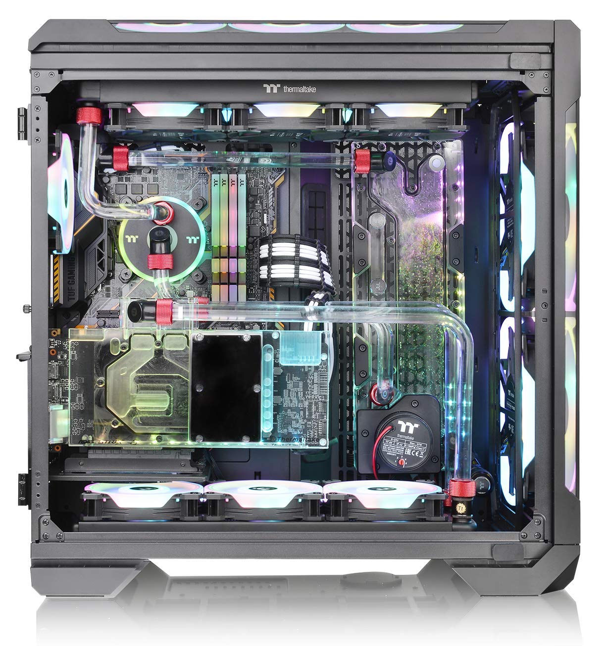 Thermaltake View 51 Motherboard Sync ARGB E-ATX Full Tower Gaming Computer Case with 2 200mm ARGB 5V Motherboard Sync RGB Fans + 140mm Black Rear Fan Pre-Installed CA-1Q6-00M1WN-00