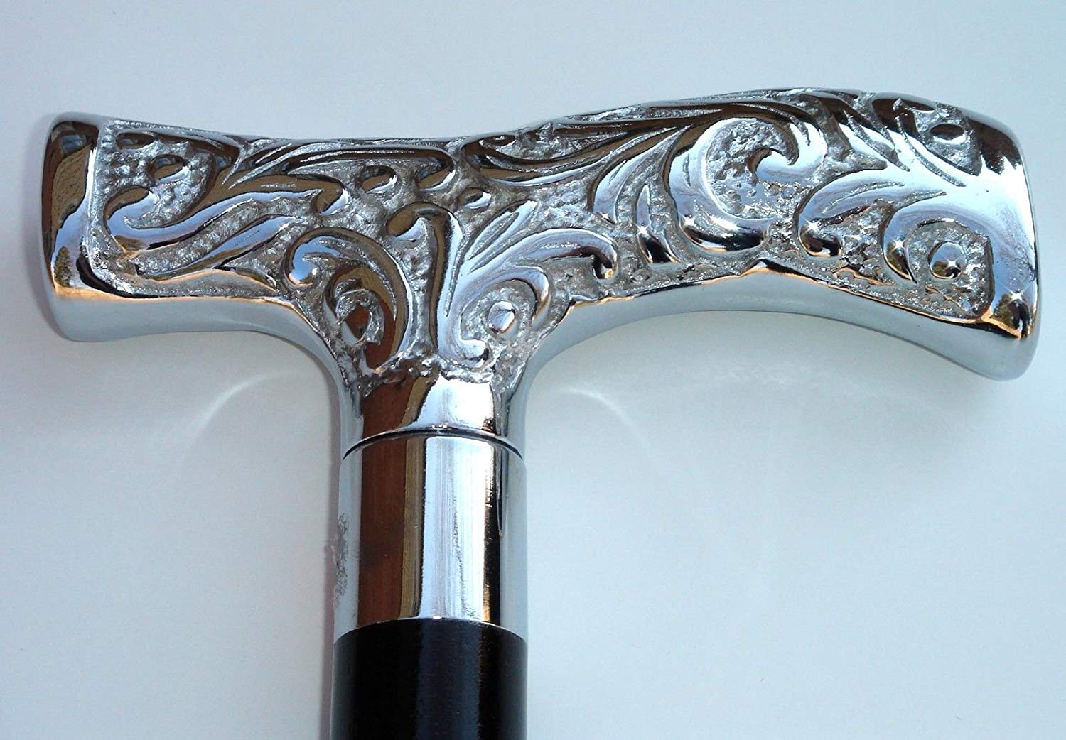 Nautical Replica Hub Vintage Designer Silver Handle Wooden Walking Stick - Black, 27''Inch