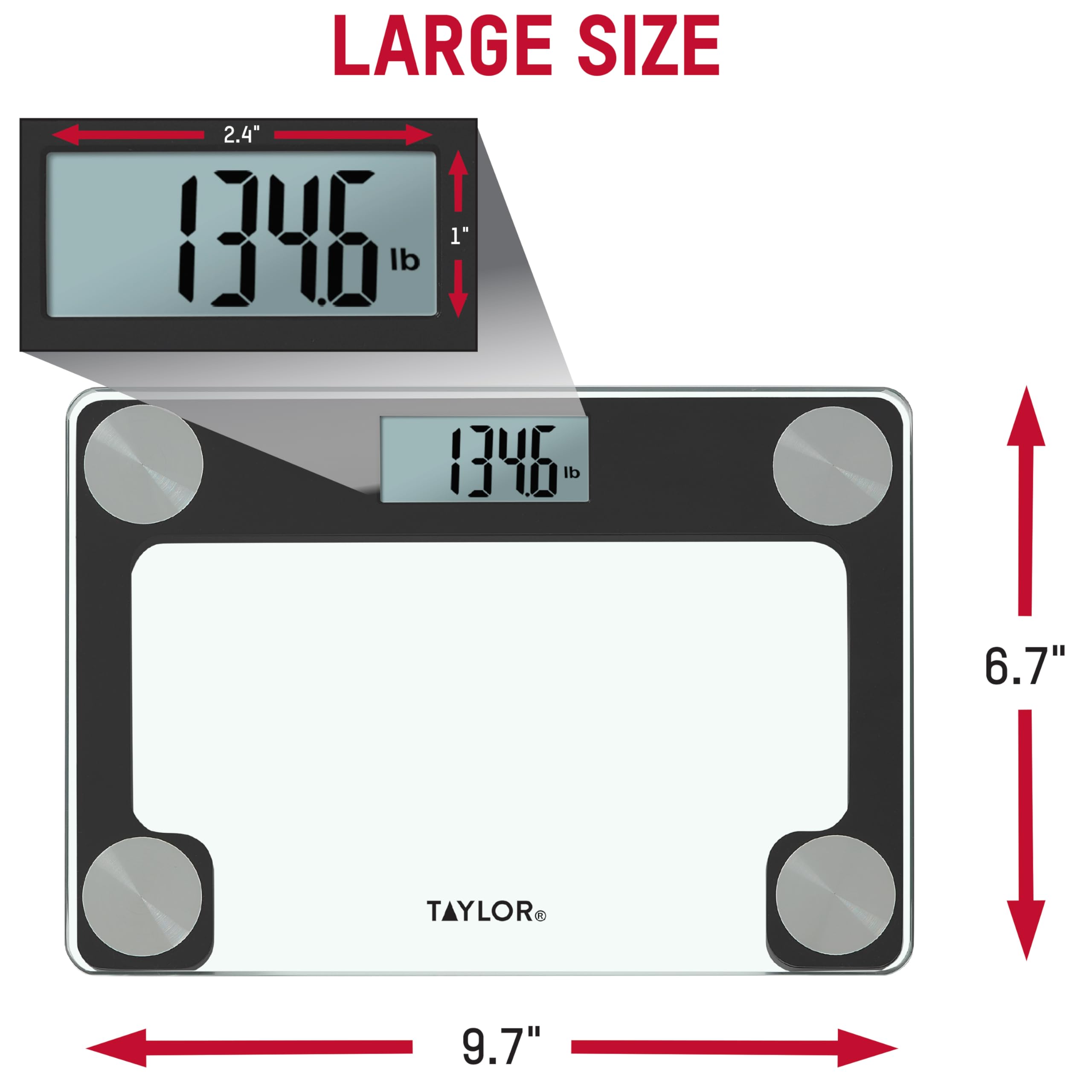 Taylor Digital Compact Scale with Travel/Storage Tote, Mini Weighing Device for Body Weight, Highly Accurate and Portable for Travels or Bathroom, 400 lb Capacity, Clear