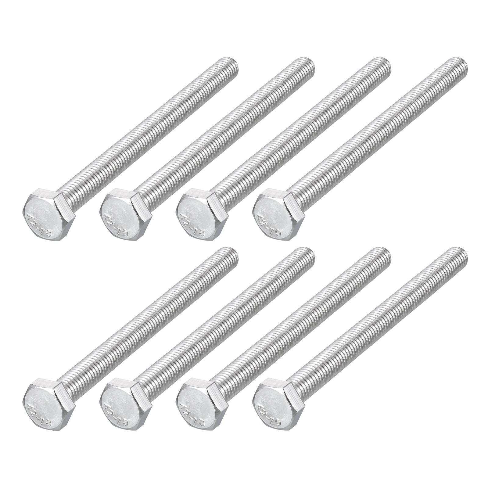 METALLIXITY Hex Bolts (M8-1.25x90mm) 8Pcs, 304 Stainless Steel Coarse Fully Threaded Hex Head Screw Bolt Machine Screws - for Furniture Repair, Silver