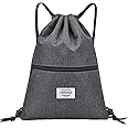LIVACASA Drawstring Backpack Bag for Men Gym Drawstring Bag All Gray