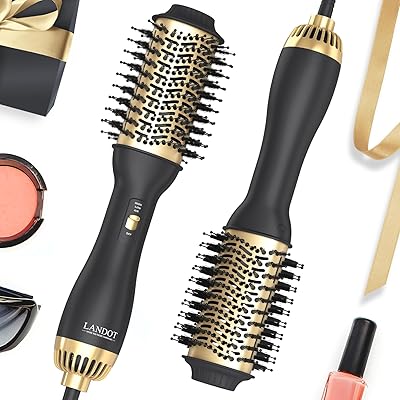 LANDOT Profi-Styling für Zuhause: Warmluftbürste & Rundbürstenföhn für salon-schönes Haar | Volumen & Glanz in Minuten mit dieser Stylingbürste | Die Föhnbürste, die Verfilzen verhindert