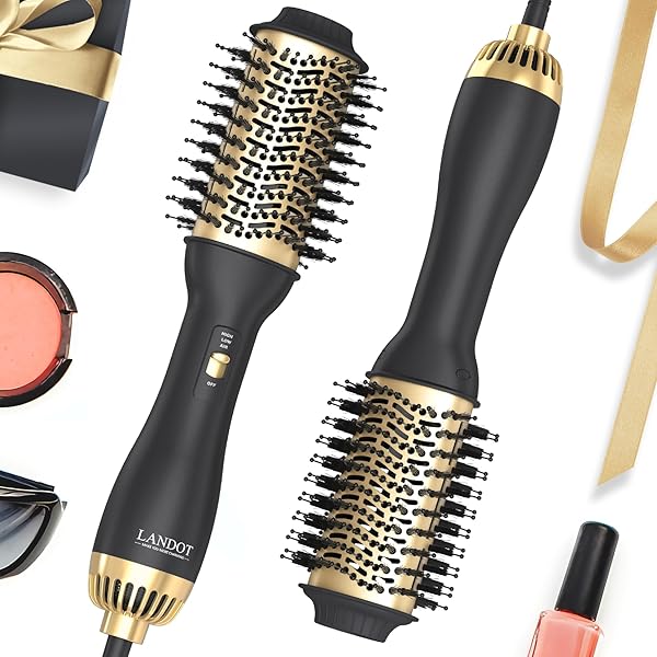 LANDOT Profi-Styling für Zuhause: Warmluftbürste & Rundbürstenföhn für salon-schönes Haar | Volumen & Glanz in Minuten mit dieser Stylingbürste | Die Föhnbürste, die Verfilzen verhindert