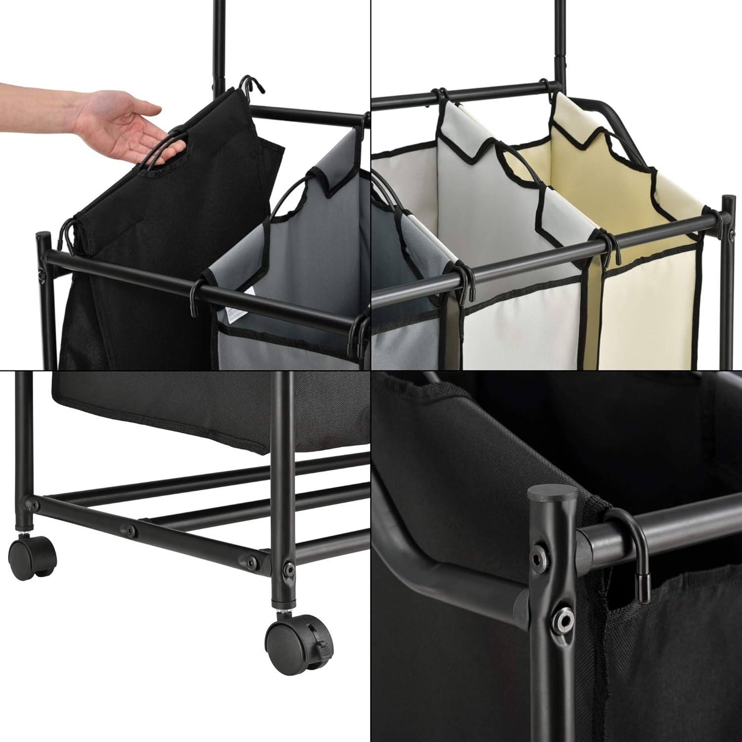 Carrito de lavandería con Barra para Colgar Ropa 160 x 89,5 x 40 cm