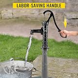 VEVOR Cast Iron Hand Pump Retro Garden Pond Water Spout 6.5cm Wide Black view 6