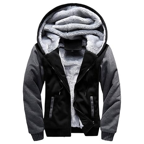 Moonuy Herren Winterjacke Herren Boy Hoodie Winter Warm Fleece Reißverschluss Pullover Charme stilvolle Jacke Patchwork Hot O
