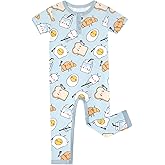 DREAMHALO Baby Boys Short Sleeve Rompers Button Bodysuit One-piece Jumpsuit for Newborn, Viscose Made from Bamboo