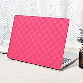 Seorsok Compatible with MacBook Air 13 Inch Case2022 2021 2020 2019 2018 Release A1932 A2179 M1 A2337,Elegant Leather Plastic Hard Shell Case with Keyboard Cover,Hot Pink PVC Grid No Logo Cutout