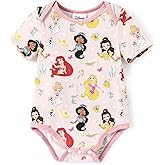 Disney Stitch Princess Ariel Belle Mickey and Friends Baby Girls Clothes Snap Bodysuit for Newborn to Infant