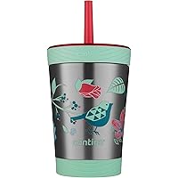 Stainless Steel Spill-Proof Kids Tumbler with Straw, 12 oz, Sprinkles with Birds & Flowers (New Version)