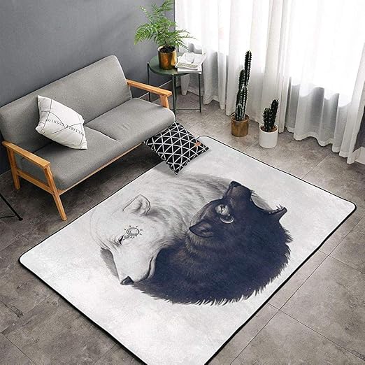 Urias Area Rugs Indoor Soft Floor Teppiche Flauschige Teppiche Yin Yang Wolf Geeignet Fur Schlafzimmer Buro Couchtisch Balkon Home Decor Teppiche Amazon De Kuche Haushalt
