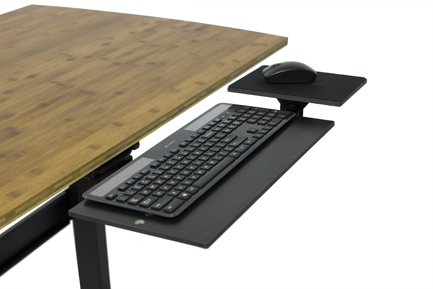KT1 Ergonomic Under-Desk Computer Keyboard Tray. Adjustable height angle negative tilt sliding pull out drawer platform swivels 360 slides office products furniture desktop accessories with mouse pad : Office Products