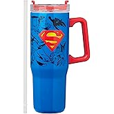 Get Trend Superman Insulated Tumbler with Straw for Kids, Teens, Adults, 32 oz Reusable Stainless Steel Cup for Hot or Cold Drinks, Travel Mug Gifts (Blue Superman)