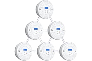 Linsoal Smoke Carbon Monoxide Detector, Interlinked Combination Smoke CO Alarm, 10-Year Battery Powered, Wireless Interconnected, Digital Display, 6-Pack