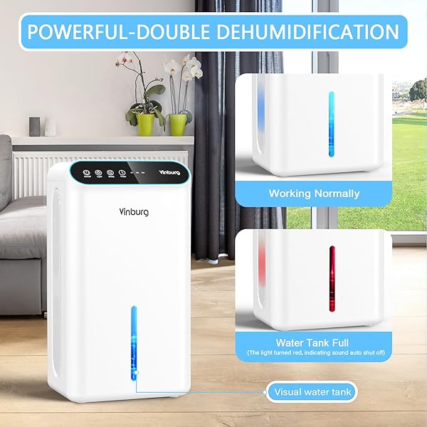 DEHUMIDIFIER FOR HOME 1000 SQ.FT – SMALL QUIET DEHUMIDIFIER WITH AUTO SHUT OFF, AROMATHERAPY, 3 GEAR TIMER, SLEEP MODE, 7-COLOR LED LIGHT, DRAIN HOSE FOR BEDROOM, BATHROOM, BASEMENT, RV(MILKY WHITE)