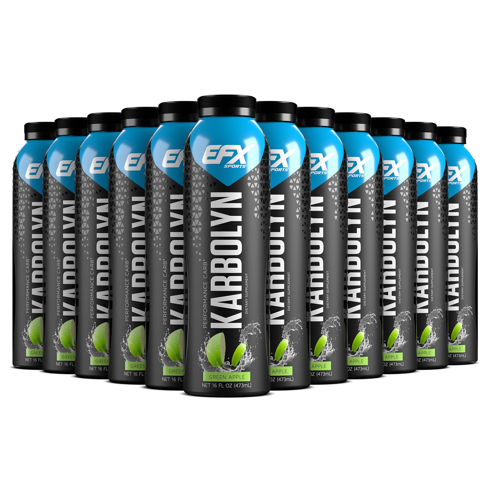 EFX Sports Karbolyn Fuel Drink | Pre, Intra, Post Workout Carbohydrate Drink | Carb Load, Sustained Energy | Stimulant & Sugar Free | 12 Pack (Green Apple)