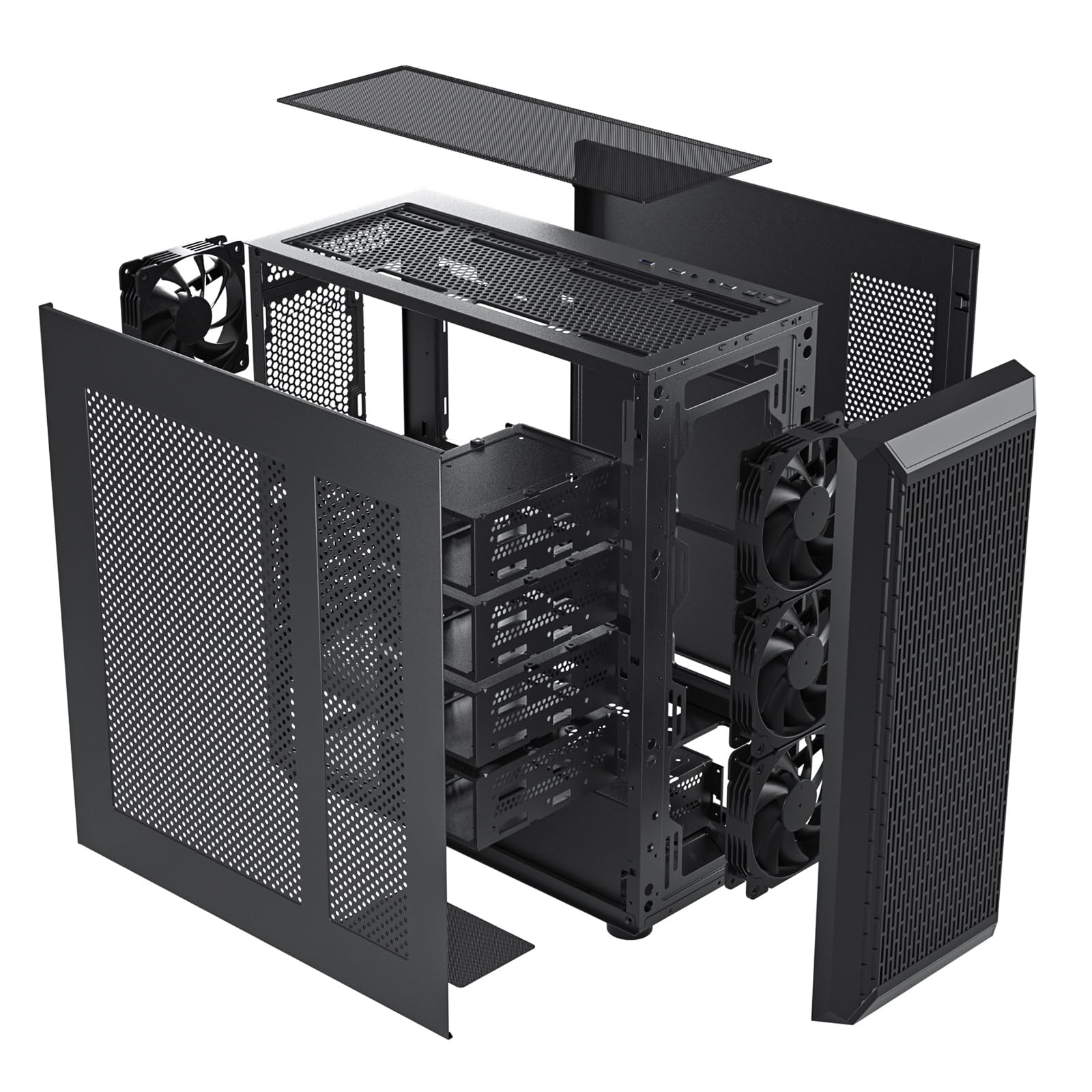 DARKROCK Classico Storage Master ATX NAS Computer Case Mid Tower with 4x120mm Fans, USB 3.0 Ready 10 x3.5'' HDD+3 x2.5'' SDD 360mm Supported on Top & Front Radiator GPU Vertically Mounting Black