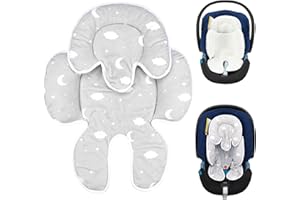 SERAPHY Infant Car Seat Insert, 2-in-1 Detachable Mesh Baby Carseat Head & Body Support, Universal Soft Baby Car Seat Cushion, Multi-Functional Full Body Support Newborn to Toddler — Clouds