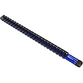 Olsa Tools | 3/8-Inch Drive Aluminum Socket Organizer | Professional Quality Socket Holder (Blue)