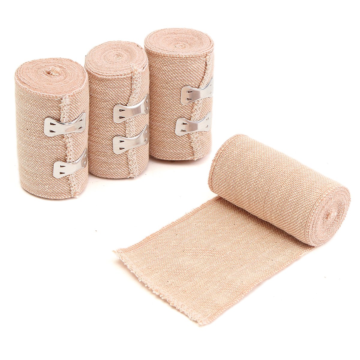 Bandage, 4 Rolls x 15Ft Crepe, Non-adhesive Rubber, Elastic, One Size, 100.0 gram, Sterile, Flexible, Hypoallergenic
