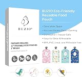 BUZIO 12 Pack Reusable Baby Food Pouches 148ml Double Zipper Freezer Safe view 6