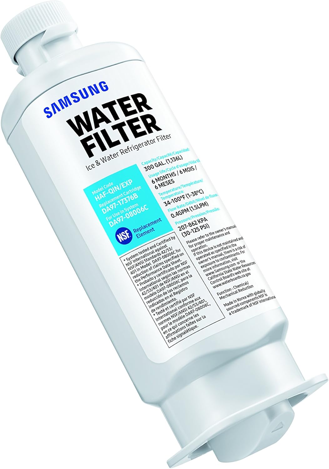 Samsung Genuine DA97-17376B Refrigerator Water Filter, 1-Pack (HAF-QIN/EXP) (Packaging May Vary): Home Improvement