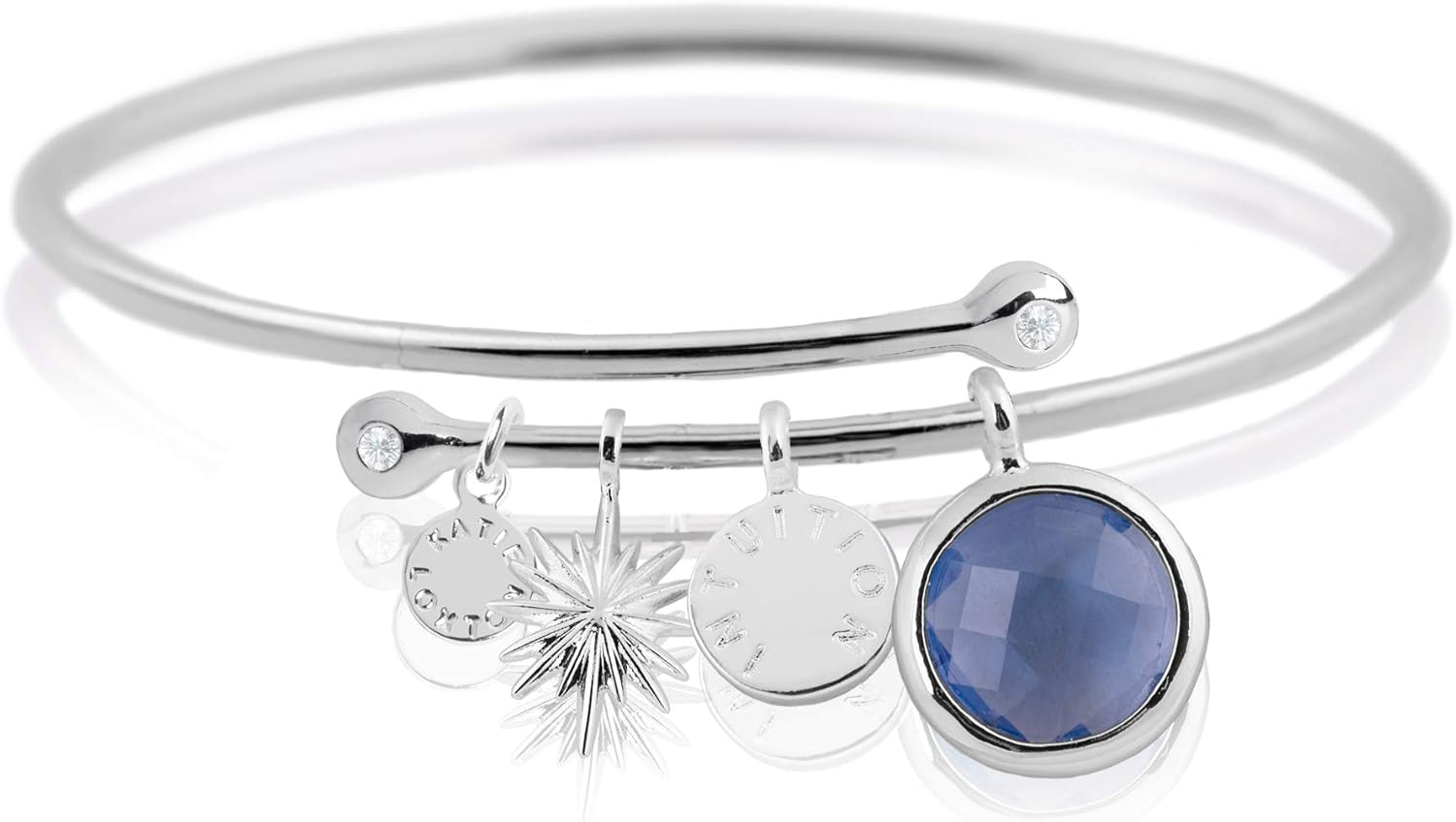 Katie Loxton Intuition Womens Silver Plated Stretchy Smooth Bar Story