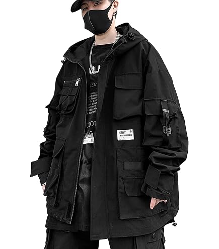 Niepce Inc Japanese Zip Up Windbreaker Jacket for Men, Black, S