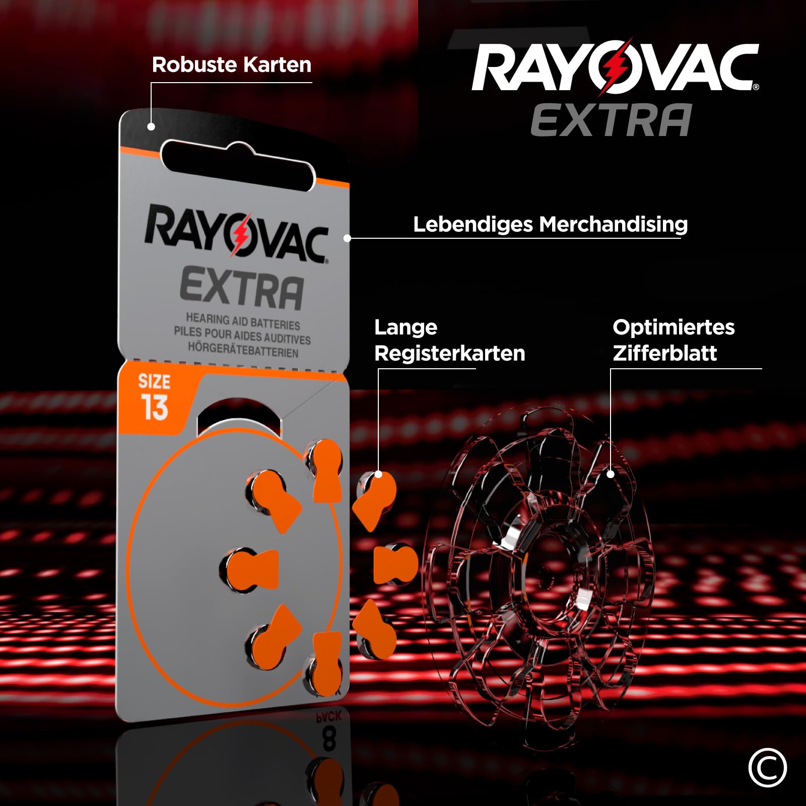 80 Batterien für Hörgeräte Rayovac Extra 13. - 10 Blister à 8 Batterien 5