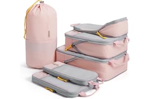 BAGSMART 6 Set Compression Packing Cubes, Lightweight Vacation Travel Essentials for Women, Travel Accessories for Suitcase O