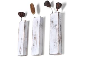 BLUEMAKE Wood Wall Planter Indoor, Farmhouse Wall Hanging Decor Pocket Planter Vase for Indoor Fake Plants Greenery,Dried Flowers, Wall Plant Holder (3, White)