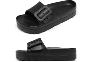HAIFAGO Womens Platform Sandals with Arch Support, Adjustable Buckle Beach Sandal Woman Comfort Lightweight Ultra Cushion EVA Slides