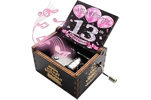 ukebobo Wooden Music Box- Happy Birthday Music Box, Gifts for 13th Birthday, 13 Years Old Birthday Party Decorations- 1 Set(13th-02)