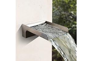 PONDO 304 Stainless Steel Made Exquisite Handcrafted Waterfall Spout for Landscape, Water Fountain Spout Scupper Luxury Decoration for Pools, Ponds, Water Walls (Brushed Finishing)