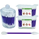 760pcs CGR Precision Cotton Swabs packed in Acrylic swab canister with Pointed and Flattened Tip, Cosmetic Makeup Applicator(160pcs in canister, 2x300pcs in bags) (760)
