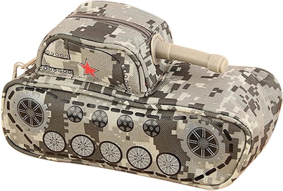 Moolecole Large Capacity Zipper Pencil Box Stationery Supplies For Boys Girls Student Big Capacity Creative Camouflage Tank Car Pencil Case Tank Dark Gray