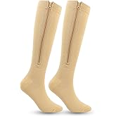 Eohak Zipper Compression Socks 15-20mmHg Closed Toe Compression Stocking with Zipper Swelling Edema for Women and Men