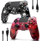 Controller for PS4, Wireless Controller 2 Pack for Sony PlayStation 4/Slim/Pro, Remote Control with Double Vibration/6-Axis Motion Sensor/Sensitive Touch Pad/Speaker & 3.5mm Audio Jack/800mAh Battery