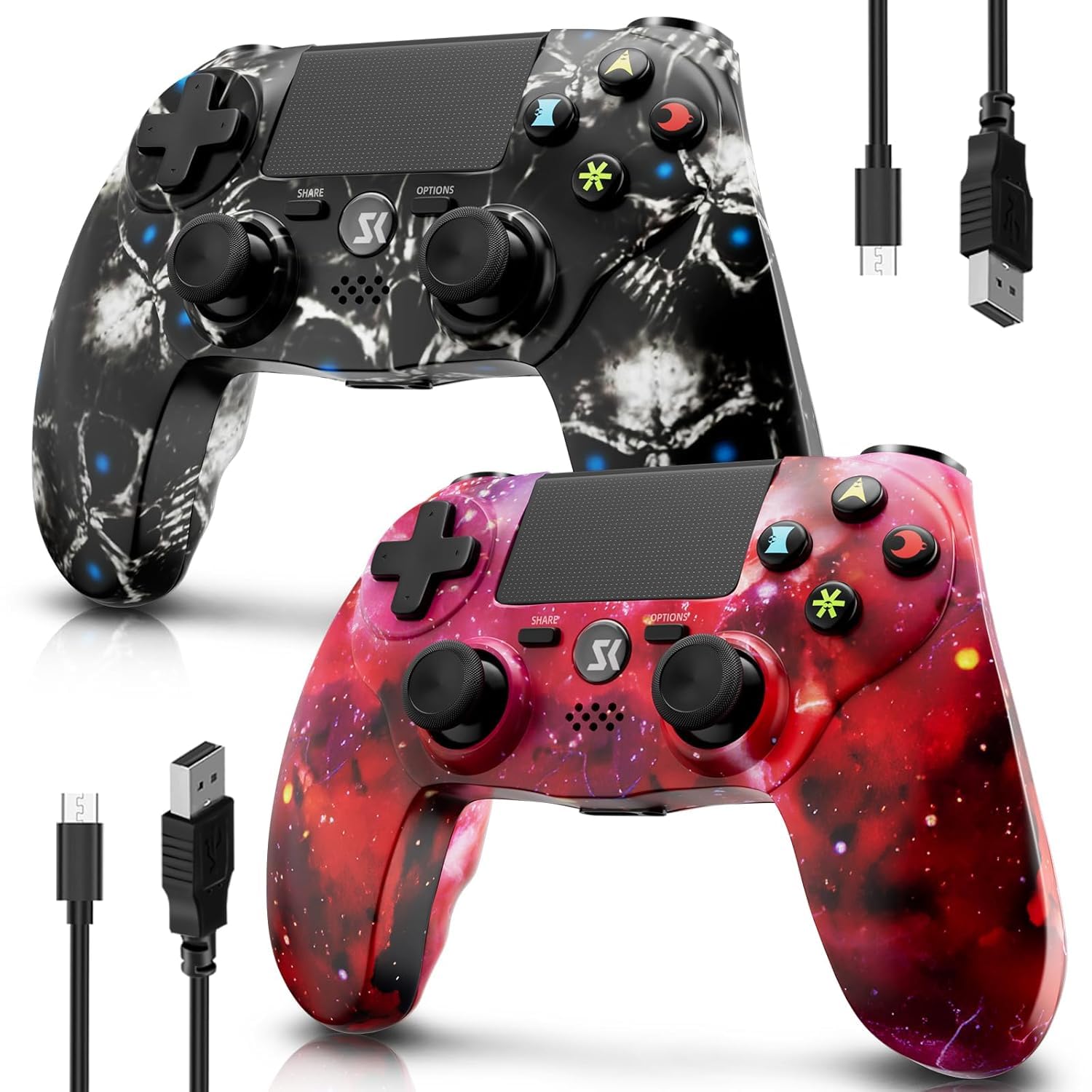 Photo 1 of Controller for PS4, Wireless Controller 2 Pack for Sony PlayStation 4/Slim/Pro, Remote Control with Double Vibration/6-Axis Motion Sensor/Sensitive Touch Pad/Speaker & 3.5mm Audio Jack/800mAh Battery
