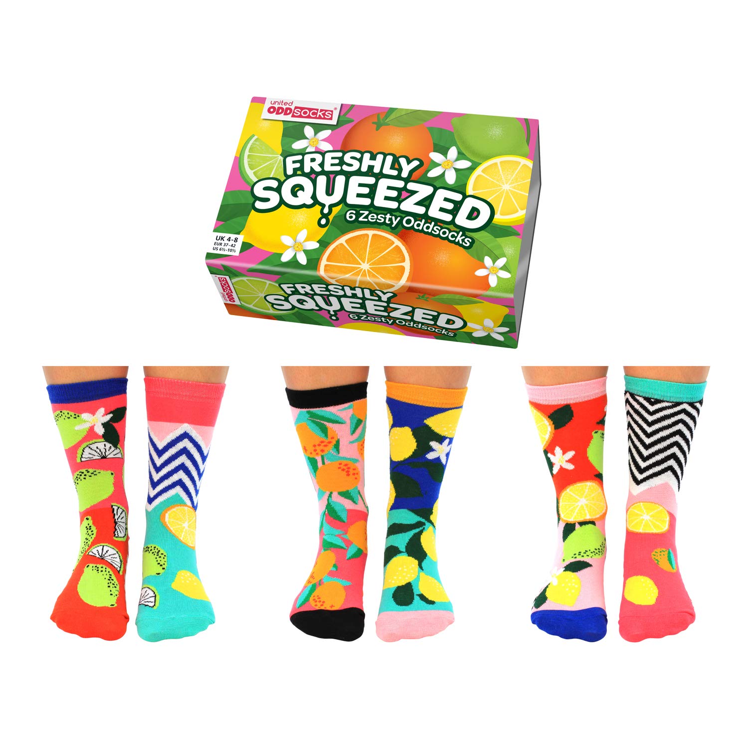 United OddsocksUnited Oddsocks Freshly Squeezed Womens Socks, UK 4-8 EUR 37-42 US 6.5-10.5, Multicolour