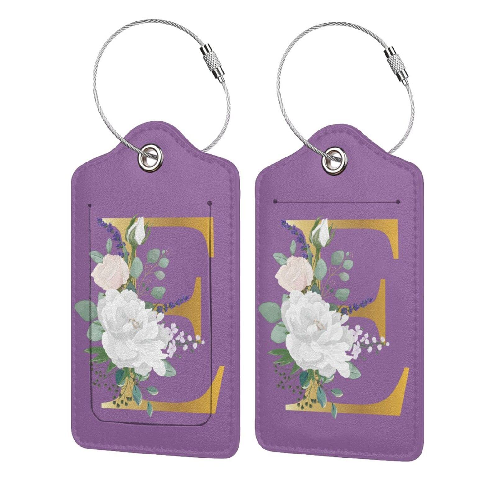 2 PCS Flower Lette E Luggage Tag for Suitcases