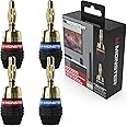 Monster XP QuickLock Self-Crimping Banana Plugs for Speaker Wire with 24K Gold Contacts - 2 Pair (4 Total), Ideal for Home Theatre & Home Audio Speakers