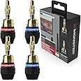 Monster XP QuickLock Self-Crimping Banana Plugs for Speaker Wire with 24K Gold Contacts - 2 Pair (4 Total), Ideal for Home Th