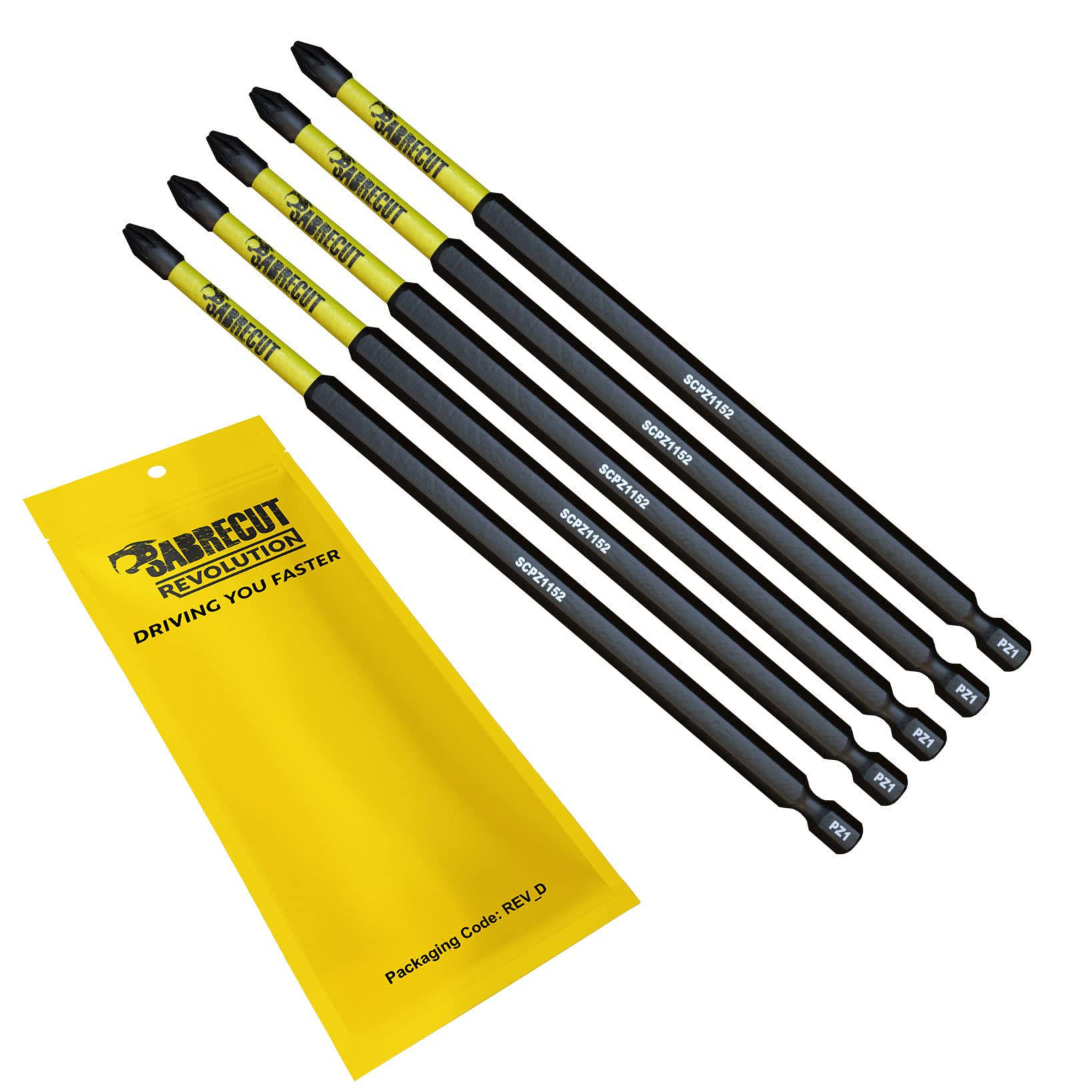 5 x SabreCut SCPZ1152_5 152mm PZ1 Magnetic Impact Screwdriver Driver Bits Set Pozi Pozidriv Heavy Duty