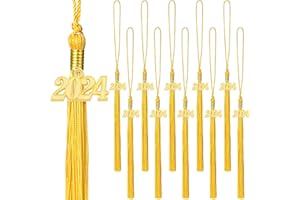 CiviLight 12 Pack 2024 Graduation Tassels with Grad 2024 Charms Pendent for Class of 2024 Academic Graduate Parties Ceremonies