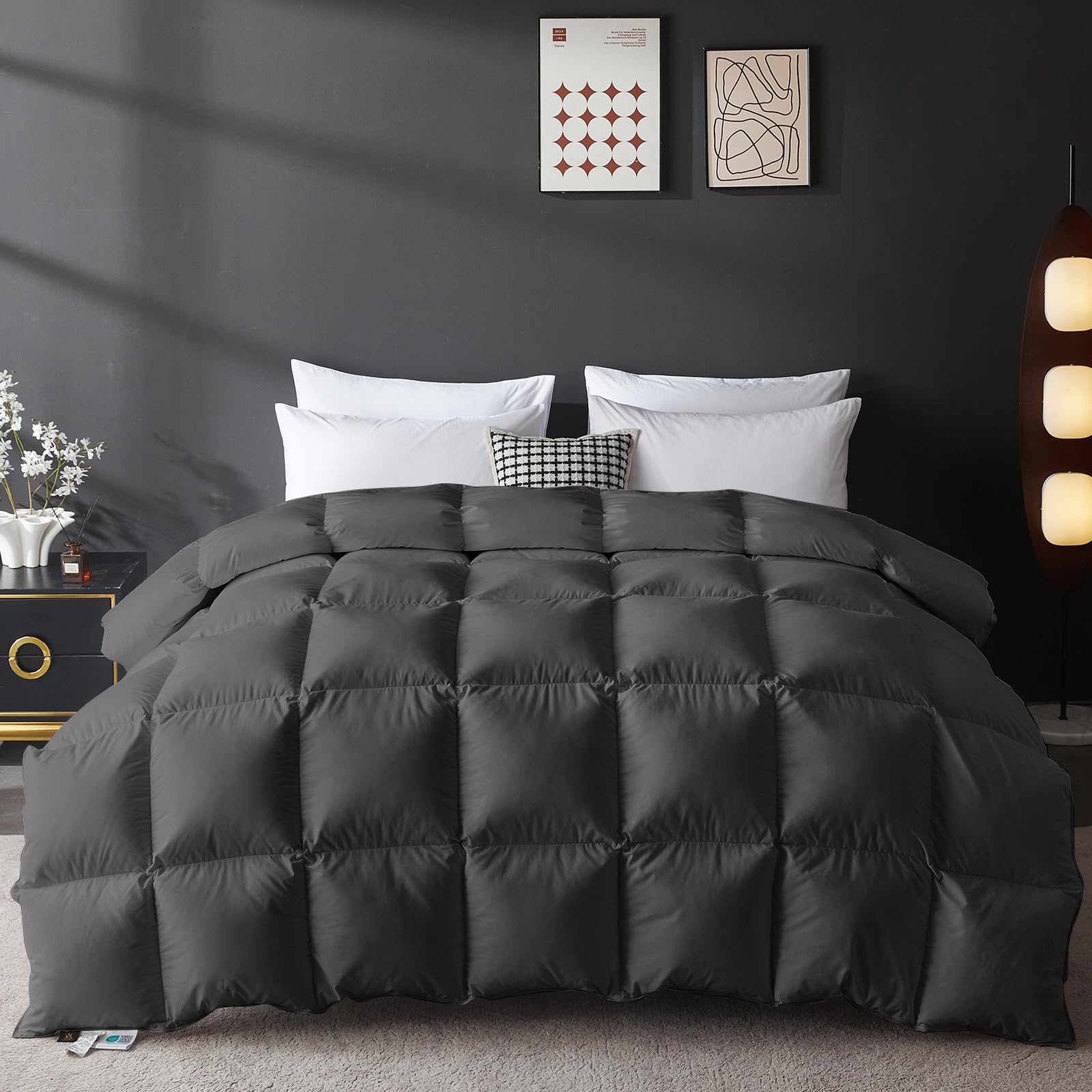 Photo 1 of *lightly dirty*
L LOVSOUL Goose Feather Down Fiber Comforter Queen Size, 100% Organic Cotton Fabric Duvet Insert,1200TC,750+FP, Hotel Collection, Heavyweight Grey Bedding Comforters with 8 Tabs,83oz