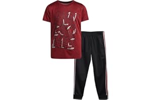 Pro Athlete Boys' Active Pants Set - 2 Piece Performance T-Shirt and Tricot Jogger Sweatpants - Sports Outfit for Boys (8-16)
