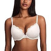 DOBREVA Women's Push Up Lace Bra Underwire Plunge Full Coverage Bras Sexy Plus Size Support